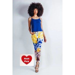 Painted Jeans Mid Rise Skinny Jeans MultiColor Stretch Jeans Painted Denim